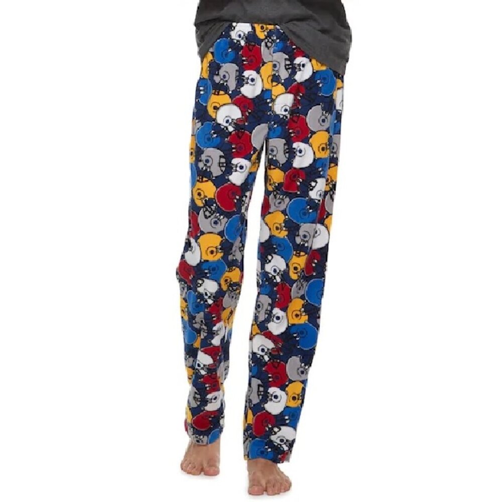 Mens Kohls Fleece Sleep Lounge Pajama Pants Size LARGE Football Helmets NWT